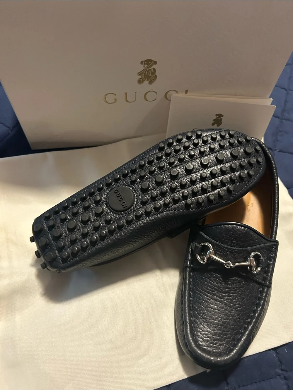 Gucci Boys Driving Horsebit Loafers Black